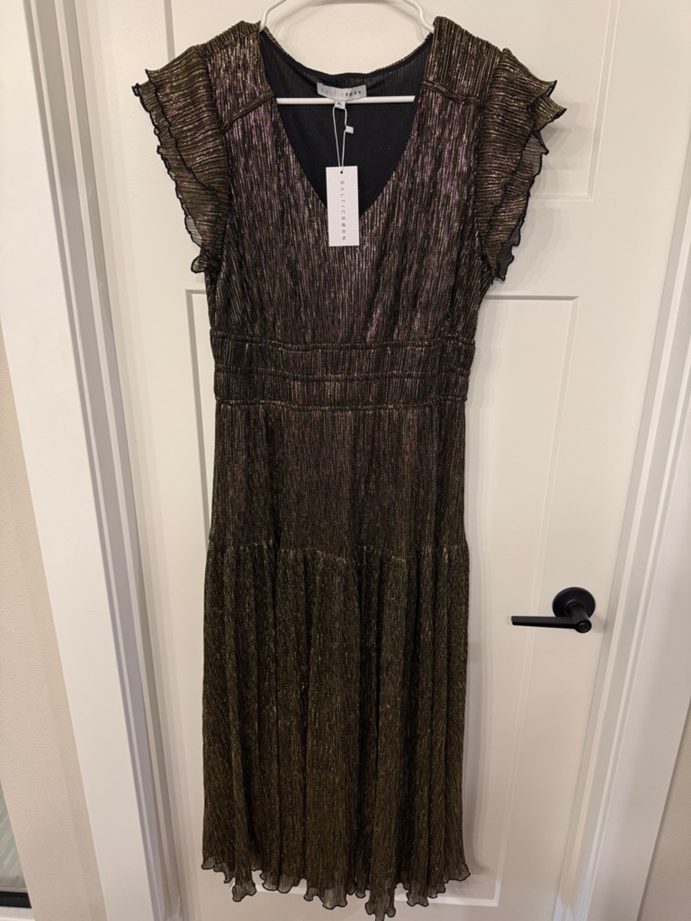 Baltic Born Miley Pleated Shimmer Dress Gold